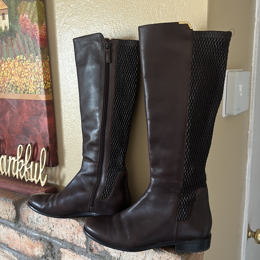 COLE HAAN Ladies Tall Leather Fashion Boots G15-BT Brown US 8